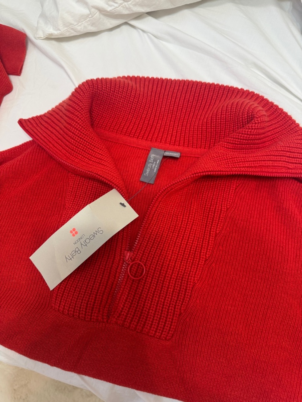 Sweaty Betty Modern Textured Knit Half Zip Sweater Red Size M NEW WITH TAG - Picture 4 of 5